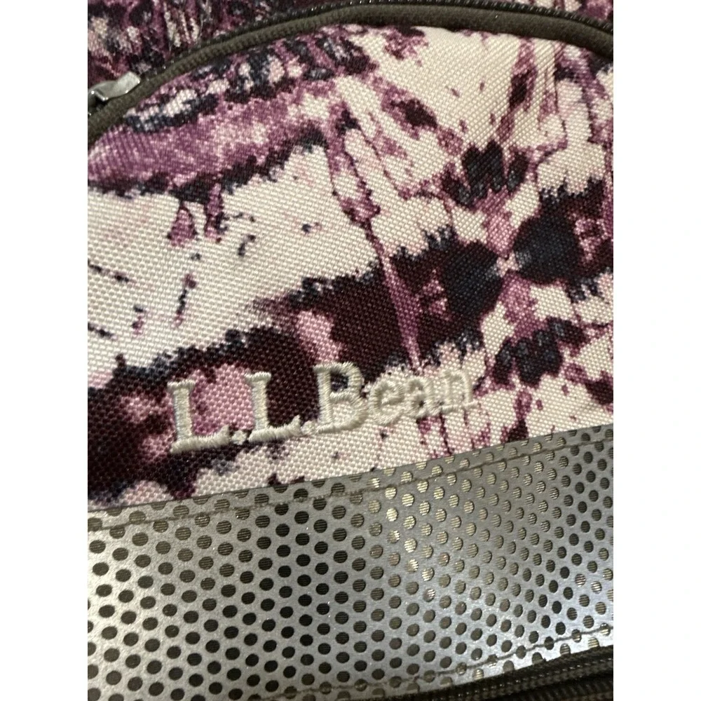 L.L. Bean Deluxe Book Pack Backpack Multi Purple Abstract Print Bag Travel